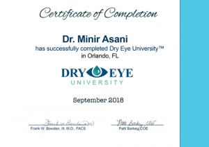 Dr. Asani - Dry-Eye University Zertifikat